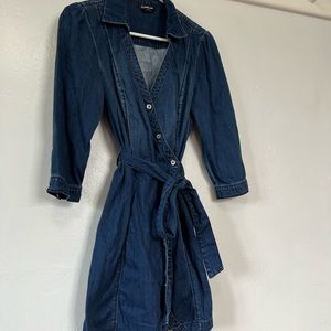 Short Denim Wrap Dress